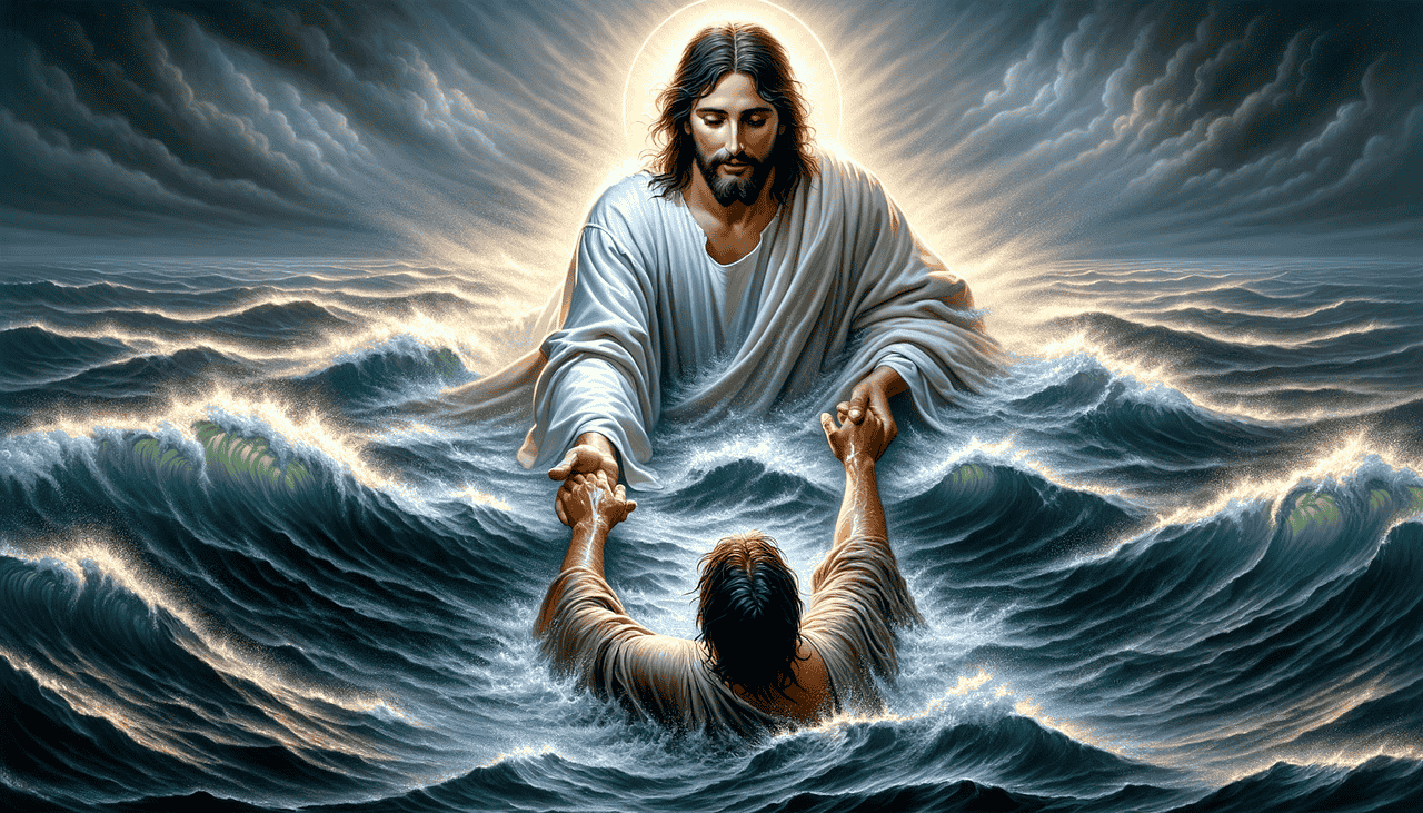 Alt=Call upon His name, and He will calm the storms of your life.